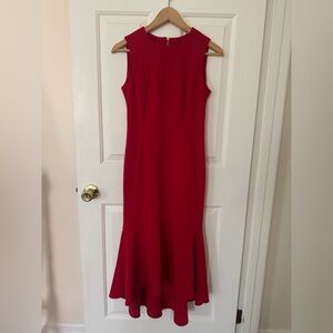 NWT Calvin Klein Elegant Red Sleeveless Mermaid Hem Dress Size 2